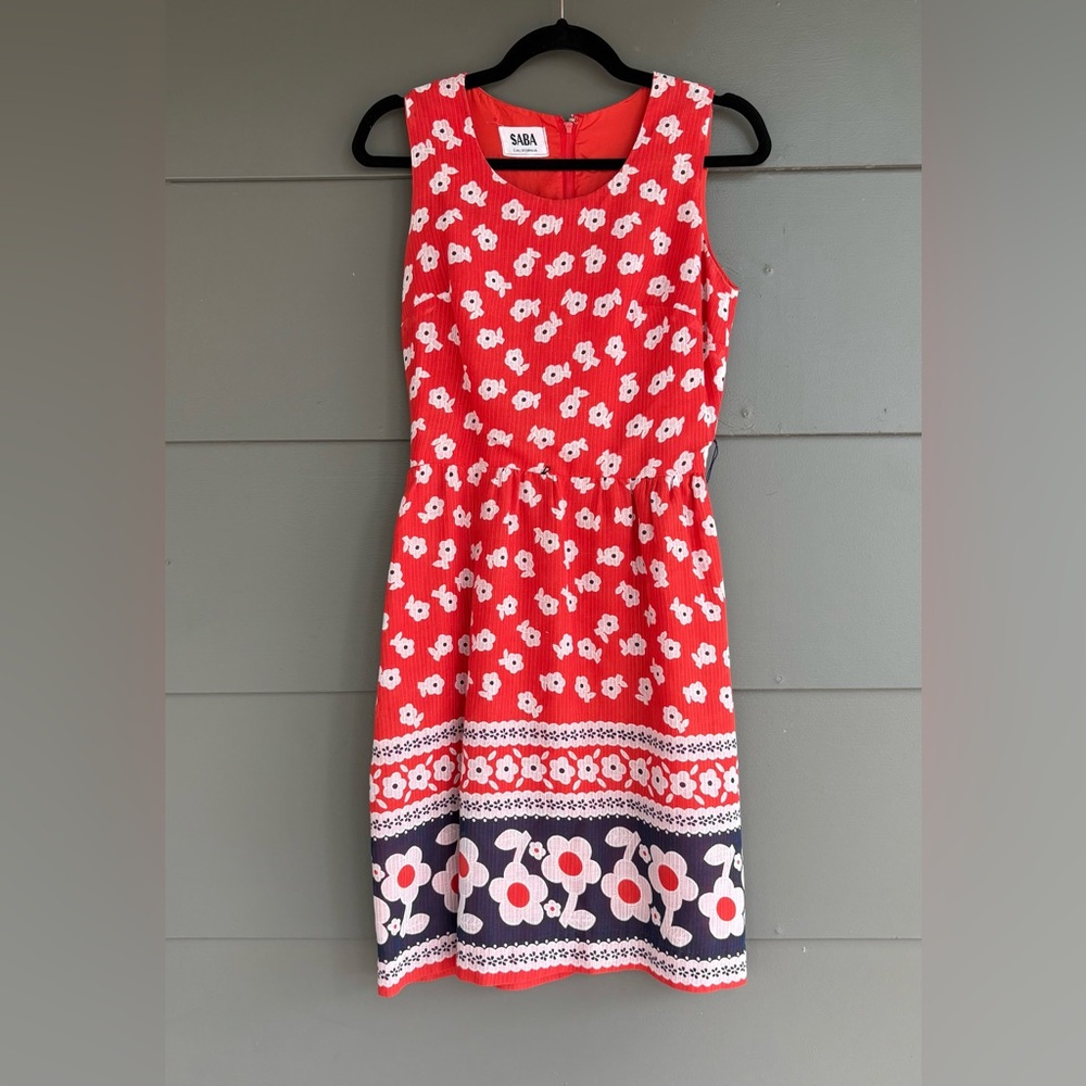 Saba California Vintage 1970’s Red Floral Dress